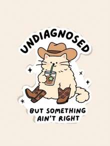 Self-Adhesive Vinyl Sticker - Cowboy Cat | Undiagnosed But Something Feels Off - Funny Western Meme, Disposable - Multicolor - View 8