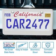 2 Pack Silver License Plate Frames 2 Holes Rust-Proof Chrome License Plate Holder Lengnoy Universal Car Stainless Steel Polish Mirror License Plate Cover For Women Man With Screws Caps - 銀 - 查看 5