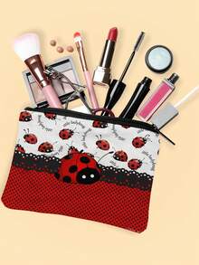 1PC Kawaii Anime Girl Graphic Makeup Bag, Y2K Aesthetic Pink Heart Zipper Pouch, 1pc KPOP Cartoon Character Cosmetic Organizer, Cute "SIX SEVEN" Print Toiletry Bag, Japanese Style Manga Art Stationery Case, Otaku Essentials Storage - Multicolor - View 3