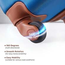 4 Piece Luggage Set 16/20/24/28 Inch Hardside Lightweight Suitcase With Spinner Wheels (Purple) - Màu da nâu xanh da trời - Xem 5