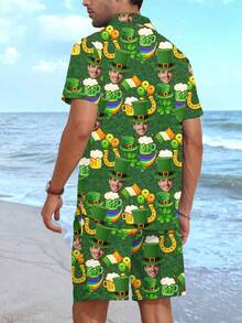 Bộ áo sơ mi và quần short đi nghỉ mát kiểu Hawaii dành cho nam giới, được cá nhân hóa với hình chân dung, thích hợp làm quà tặng cho bạn trai, bạn bè, kỷ niệm ngày cưới của con cái, sinh nhật, ngày lễ. - Nhiều màu - Xem 2