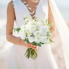 1pc/80stems Romantic Silk Peony Hydrangea Bouquet Artificial Flowers, Plastic Flower Arrangement For Wedding/Home/Bedroom/Living Room/Dining Table Decor, Bridal Bouquet, Mother's Day - White - View 6
