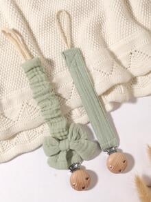 2pcs Baby Pacifier Chain, Fashionable Printed Pacifier Clip And Wooden 3-Hole Pacifier Clip, Suitable For Baby Boys And Girls, Daily Use And Gift - Multicolor - View 13