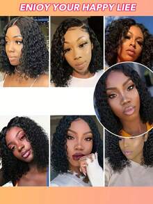 8-16英寸蕾丝前假发，深卷波波头，无胶水波纹设计，女士款