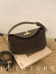 1 pieza Bolso de hombro cruzado de mujer de unicolor de piel de PU, bolso de mano mate de moda con correa ajustable, adecuado para viajes, compras, citas, un regalo ideal para mujeres, adolescentes, estudiantes universitarios, principiantes y mujeres trabajadoras - Café - Ver 7