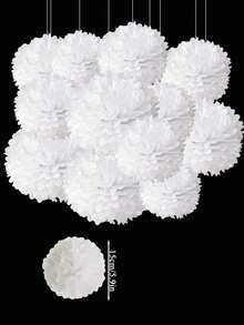 1/10/20pcs White Paper Flower Balls, Wedding Party Decoration Hanging Flower Balls, Bride, Birthday Party Backdrop Decoration Flower Balls, Hanging Flower Balls Paper Fan Lanterns, Suitable For Holidays, Anniversaries, Weddings, Valentine's Day Decorations - Multicolor - View 8
