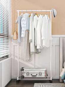 1pc Floor Standing Coat Rack, Small Bedroom Clothes Hanger, Single/Double Rod Garment Rack, Multi-Function Wardrobe Organizer, Portable Clothes Rack For Hanging And Displaying Clothing - Multicolor - View 5