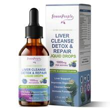 B BEWORTHS Liver Cleanse Detox & Repair Drops - Liver Supplement W/Milk Thistle Silymarin, Artichoke & Dandelion For Liver Detox & Support- 16x Potent Herb-Nutrients - 2Fl Oz Blueberry Flavor - 2 液體盎司(1 瓶裝) - 查看 2