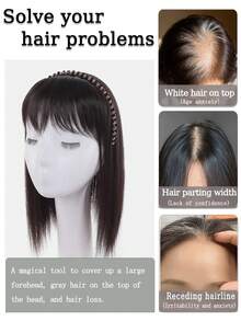 Hairband With Choppy Bangs, One-Piece Hair Extension For Women, Covering Gray Hair, Adding Volume, And Straight Bangs. - Multicolor - View 9