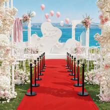 Barandillas con Cuerdas de Terciopelo Negro + Alfombra Roja de 26 Pies, Postes de Acero Inoxidable para Control de Multitudes, Ideal para Bodas y Eventos - 6 - Ver 3