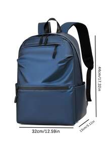 1pc Blue PU Leather Backpack, Multi-Pocket Design, Classic Daily Commute Backpack, Travel Bag, Suitable For Travel, School, Unisex, Large Capacity, High-Quality Commuter Bag, Fashionable And Minimalist Design - Blue - View 9