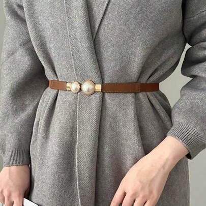 1 st enfärgat pärlbälte i midja, 2025 års nya exklusiva klänningar, midjeband i jeans, elastiskt stretchigt läderbälte, mångsidigt midjebälte för vardagskläder