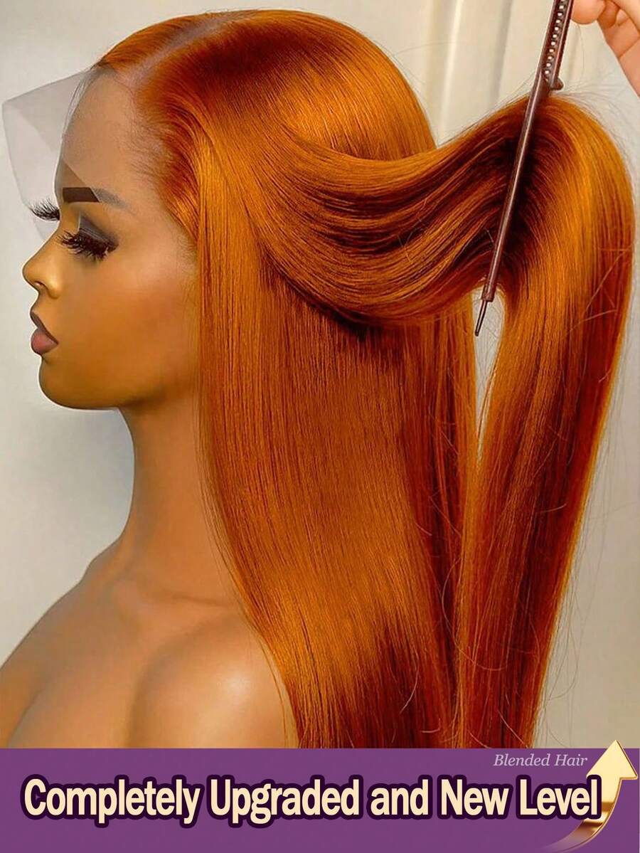 30 Inch Straight Lace Front Wigs Human Blended Hair 13x4 HD Transparent Lace Front Wigs Natural Black For Women Glueless Brazilian Virgin Hair #350 Ginger Lace Frontal Wig 200% Density Pre Plucked With Baby Hair Hairline - S350 - View 1