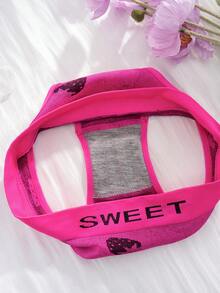 1 Set Seamless Comfortable Breathable Strawberry Pattern Bralette & Panty Set, Sexy Backless Nightclub Style, Party Outfit - Pink - View 7