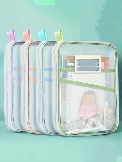 Heavy-Duty A4 Zippered File Folders With Thick Grid Binder, Zippered File Bag, Multi-Compartment Document Organizer, Durable Nylon Document Storage, Special Large Opening Zip-Up Tote For Students And Professionals | Folder With Colorful Accents, For School, Office, - Durable A4 Size Bookcase Binder For Students, Teachers, Professionals (Compatible With A4 Paper)