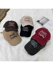 2026Gorra de béisbol bordada retro para mujer, suave, primavera-otoño, protección solar, cómoda, adelgaza la cara - café - Ver 2