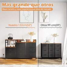 CYLubardy Comoda Cajonera para Recamara con 8 Cajones de Tela Muebles para Ropa con Cajonera Tapa de Madera Estructura de Meta Muebles para Recamara con Enchufes para Ropa Hogar Oficina - MarrnNegro - Ver 6