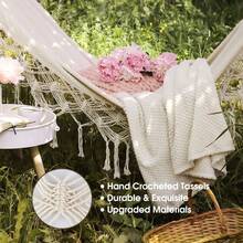 Hamaca Blanca Con Flecos 100x200x280cm Para Jardín Y Exterio - Blanco - Ver 5