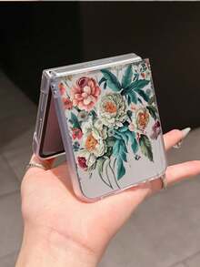 1pc Fashionable And Simple Frosted PC Material Cute Plant Flower Element Folding Phone Case, Can Protect And Prevent Falling: SamsungGalaxy Zflip 3/Zflip 4/Zflip 5/Zflip 6/Zflip 7/OPPO Find N3 Flip/ Razr 50 Ultra/ Razr 60 Ultra/ Razr 60/ Razr 50/XiaomiMIX Flip/Galaxy Z Flip7 FE - Clear - View 15