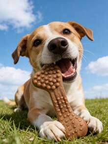 1pc Dog Chew Toy, Valentine's Day Gift For Dogs, Realistic Bone Shaped With Textured Surface To Clean Teeth, Massage Gums, Relieve Teething Discomfort, Prevent Oral Issues, Suitable For All Dog Sizes, Great For Holiday Gifting, Home Entertainment, Interactive Play, And Outdoor Comfort - Multicolor - View 5