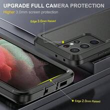 para Funda S21 Ultra, Grado Militar 3 en 1 Cuerpo Completo Resistente a Golpes Resistente al Polvo/Cadas Funda de Proteccin Resistente, para S21 Ultra 6.8 inch, Negro - JQ-negro - Ver 5