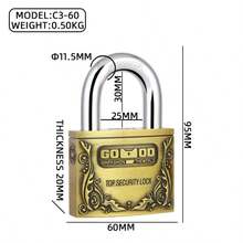 家用防盗挂锁，户外防水，防锈，适用于仓库、大门、宿舍橱柜 - 黃色 - 查看 10