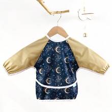 1Pc Rainbow Animal Print Waterproof & Mess - Free Long Sleeve Baby Bib, Adjustable Fit For 6 - 24 Months Toddlers