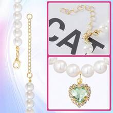 2pcs Luxury Pet Collar, Heart Shaped Crystal Pendant, Faux Pearl Cat Necklace, Dog Collar, Suitable For Small, Medium And Large Cats And Dogs, Daily Wear - Multicolor - View 7