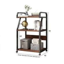 Soporte de impresora móvil con ruedas - Carro de impresora de 3 niveles - Construcción de madera y metal - Mesa de impresora grande con estantes para fax, fotocopiadora y escáner - Marrón - Ver 3