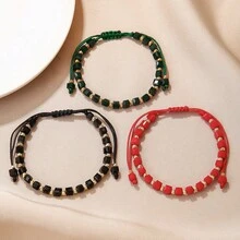 1pc Minimalist Square Beaded Handmade Bracelet, Glass Bead Bracelet, Unisex Daily Wear Jewelry, Couple Bracelet - Multicolor - View 1