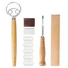 1pc/2pcs/3pcs/4pcs Baking Tool Set, Bread Making Tool Set, Wooden Handle Duster, Scraper, Flour Cutter - Multicolor - View 10