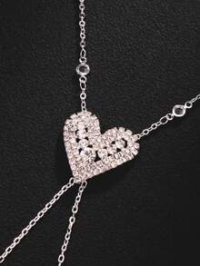 1pc Minimalist Rhinestone Embellished Sexy Body Chain, Women's Fashion Sensual Chain Necklace - Silver - View 5