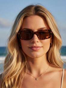 1副女士塑料长方形小框经典简约休闲日常百搭欧美豹纹性感经典简约休闲日常百搭户外旅行装饰时尚眼镜 - 彩色 - 查看 6