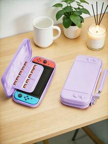 1pc Purple EVA Carrying Case Suitable For Nintendo Switch OLED Console, Handheld Protective Hard Shell