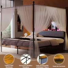 CYBase Cama MatrimonialCama Matrimonial Recamara Matrimonials Estructura Camas De 1 4M Cabecero Y Barra para Mosquitera Equipado con 2 Tomas De Carga Y 2 Puertos USB con Luz LED Gris - como en la foto - Ver 5