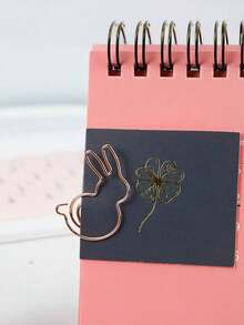 10个创意金属玫瑰金兔子造型回形针，可爱动物造型回形针，趣味书签，文具，独特办公用品