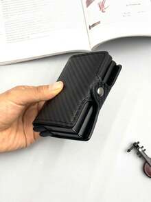 1pc Black, Brown, Pink, Blue Light Luxury Anti-Theft Brush Aluminum Box Card Bag, Large Capacity Double-Layer Card Box, Multifunctional Storage Card Bag Wallet, High Aesthetic Value Suitable For Travel And Daily Use, Compact And Portable Card Bag, Wallet - Multicolor - View 8