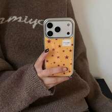 Warm Turmeric Orange Simple Star Design Soft Silicone Phone Case Compatible With Iphone 15, 17 Pro, 17 Pro Max, 14, 17, 16 Pro Max, 13 - Orange - View 1