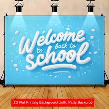 2D Flat - 2D Flat Banner, 1pc Welcome Back To School Script Background Cloth, Modern Photography Backdrop, Suitable For Classroom, Educational Events, Parties And Back To School Season - Multicolor - View 1