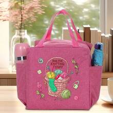 Large Capacity Woven Storage Bag - With Zipper Design, Suitable For Knitting, Weaving - Perfect Gift For Knitting Enthusiasts Zipper Closure Lunch Bag - Multicolor - View 10
