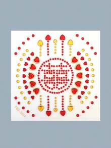 1 Sheet Bold Red & Gold Heart & Circular Rhinestone DIY Face Gems Self-Adhesive Face Jewels For Carnival Parades Latin Parties & Vibrant Makeup Looks Reusable Shiny Face Rhinestones For Women & Festive DIY Beauty Lovers,Rhinestone Face Sticker - Multicolor - View 11