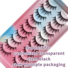 10 pares de pestañas postizas naturales y esponjosas tipo hada de estilo manga húmedo para cosplay, extensiones de pestañas, maquillaje, tiras de pestañas - Pestañas de manga puntiagudas - Ver 9