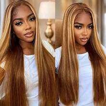 8-34 Inch 13x4 Lace Front Wig Human Frontal Hair Black Wigs Straight Hair 5*5 HD Lace Closure Wig 200% Density Pre Plucked Natural Hairline Blended Hair Wigs Brazilian Straight #P4/27 Highlight Color Glueless Lace Front Wig For Women Party Festival Daily Use - SP4/27 - View 6