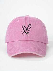 1顶印花爱心儿童水洗棒球帽，可调节户外防晒休闲帽，适合春秋季旅行、海滩，Y2K风格，男女童均适用 - 棒球帽 - 查看 3