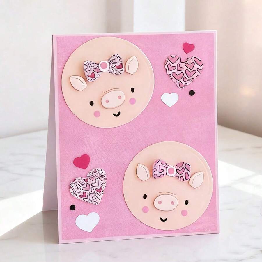 Creative Pig Metal Cutting Dies, DIY Scrapbooking Album And Embossing Stencil, Greeting Card Making Tool, Card Paper Cutting Crafts ,Gift Card Making Template Die Cuts. - Silver - View 1