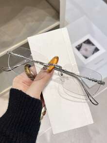 1pc Unisex Fashion Minimalist Rimless Metal Glasses - Gold - View 13