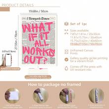 1幅现代黑白报纸风格的帆布海报，主题为“如果一切顺利”，包含积极的肯定语和励志名言。粉色、黑白报纸墙面装饰，粉色报纸印刷品：积极语录宿舍装饰，适用于家居装饰、房间装饰、卧室装饰、客厅装饰、浴室装饰、墙面装饰，可选配画框。 - 彩色 - 查看 16