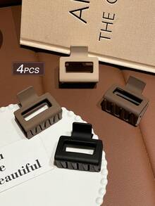 4pcs Women's Simple Basic Square Hair Clips, Matte Finish, Vintage Minimalist Style, Suitable For Daily Commute, Parties, Holidays, Birthdays And Various Social Occasions - Multicolor - View 9