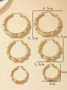 6pcs/Set Of Ultra-Light Bamboo Earrings Suitable For Parties And Daily Wear - vàng - Xem 5