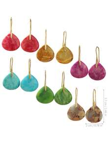 Colorful Imperial Stone Water Drop Earrings, Delicate Natural Stone Triangle Y2K Resort Earrings - Multicolor - View 9